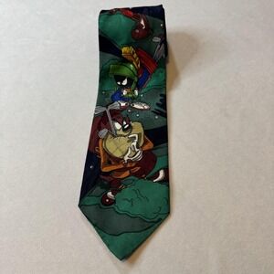Vintage Looney Tunes Tie Mens‎ One Size Marvin Martian Taz Bugs Bunny Golf 90s